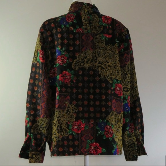 SK & Co Long Sleeve Pullover Turtleneck Button Back Paisley & Floral Top Size 12 - Picture 3 of 5